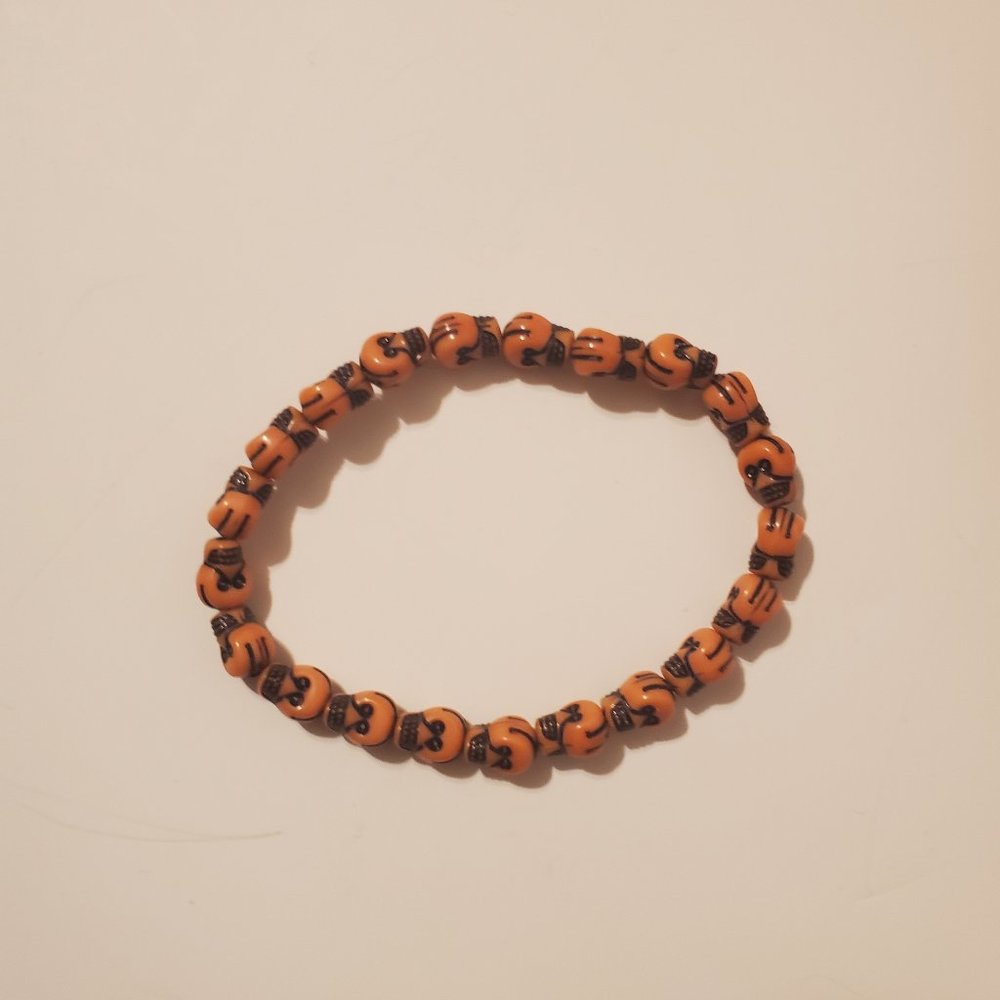 Stretchy Skull bracelet Orange & Black - Picture 2 of 8